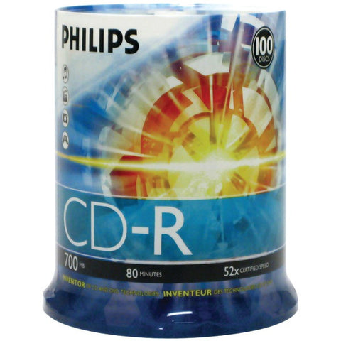 PHILIPS CDR80D52N-650 700MB 80-Minute 52x CD-Rs (100-ct Cake Box Spindle)