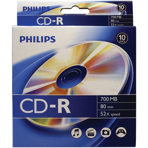 PHILIPS CR7D5BB10-17 700MB CD-Rs, 10-ct Peggable Box