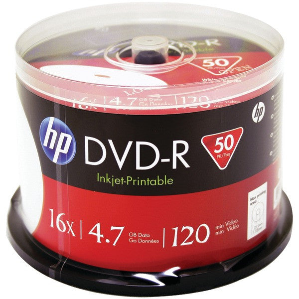 HP DM16WJH050CB 4.7GB DVD-Rs, 50-ct Printable Spindle