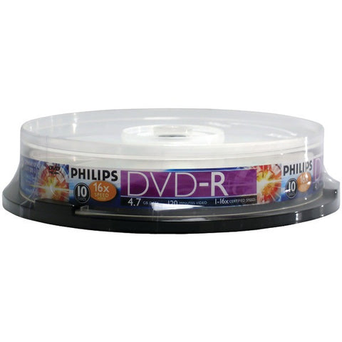 PHILIPS DM4S6B10F-17 4.7GB 16x DVD-Rs (10-ct Cake Box Spindle)