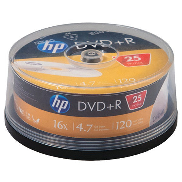 HP DR16025CB 4.7GB 16x DVD+Rs (25-ct Cake Box Spindle)