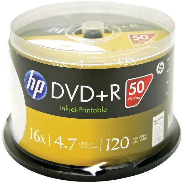 HP DR16WJH050CB 4.7GB DVD+Rs, 50-ct Printable Spindle