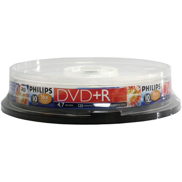 PHILIPS DR4S6B10F-17 4.7GB 16x DVD+Rs (10-ct Cake Box Spindle)