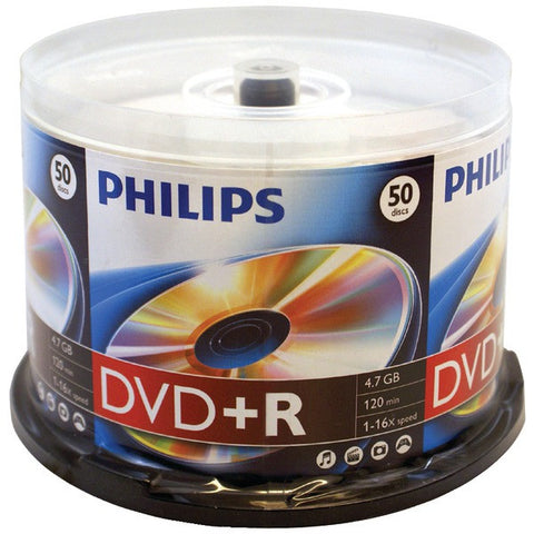 PHILIPS DR4S6B50F-17 4.7GB 16x DVD+Rs (50-ct Cake Box Spindle)