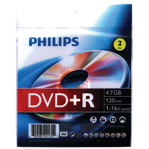 PHILIPS DR4S6Z02F-27 4.7GB 16x DVD+Rs with Foil Wrap, 2 pk