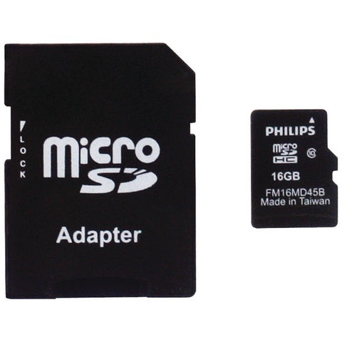 PHILIPS FM16MA45B-27 16GB Class 10 microSDHC(TM) Card with Adapter & PP Case