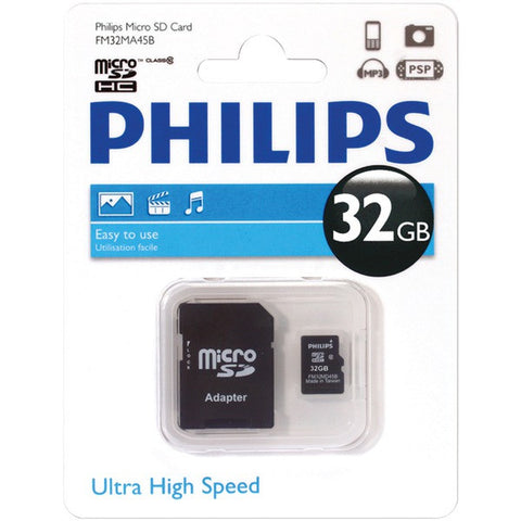 PHILIPS FM32MA45B-27 Class 10 32GB microSDHC(TM) Card with Adapter