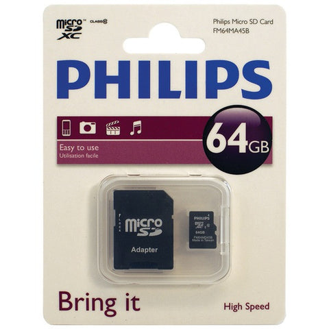PHILIPS FM64MA45B-27 64GB microSDXC(TM) Card with Adapter