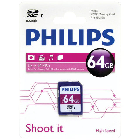 PHILIPS FM64SD55B-27 64GB Class 10 SDXC(TM) Card