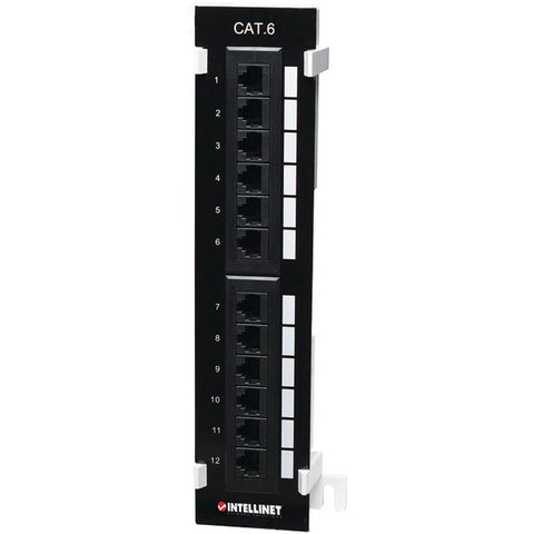 INTELLINET 560269 CAT-6 UTP Wall-Mount Patch Panel, 12 Port