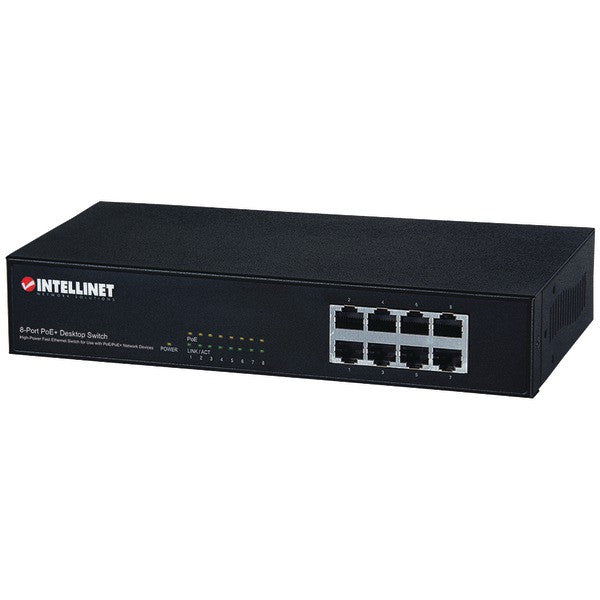 INTELLINET 560764 8-Port PoE+ Desktop Switch