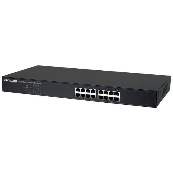 INTELLINET 560771 65-Watt, 16-Port Fast Ethernet PoE+ Switch