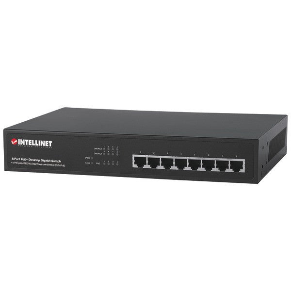 INTELLINET 560856 8-Port PoE+ Desktop Gigabit Switch