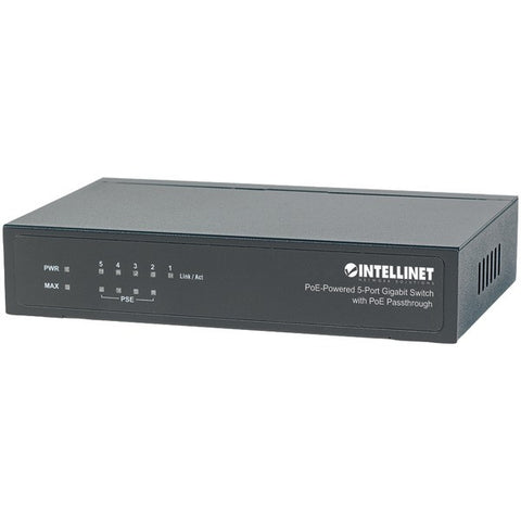 INTELLINET 561082 PoE-Powered 5-Port Gigabit Switch with PoE Passthrough