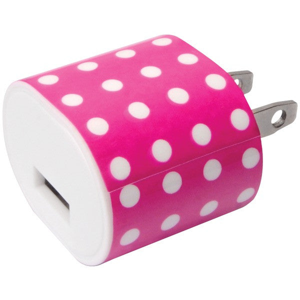 IESSENTIALS IE-AC1USB-PPD 1-Amp USB Wall Charger (Pink Polka Dot)