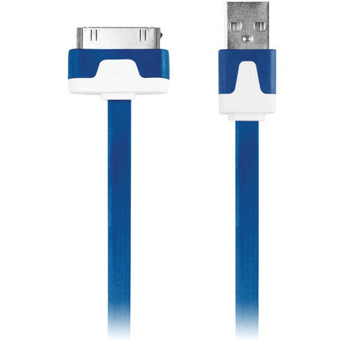 IESSENTIALS IPL-FDC-BL Charge & Sync 30-Pin Flat Cable, 3.3ft (Blue)