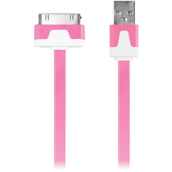 IESSENTIALS IPL-FDC-PK Charge & Sync 30-Pin Flat Cable, 3.3ft (Pink)