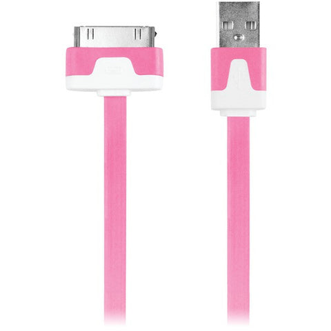 IESSENTIALS IPL-FDC-PK Charge & Sync 30-Pin Flat Cable, 3.3ft (Pink)