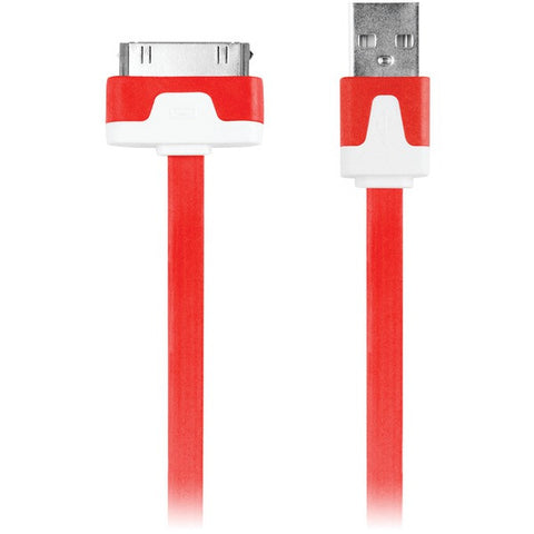 IESSENTIALS IPL-FDC-RD Charge & Sync 30-Pin Flat Cable, 3.3ft (Red)