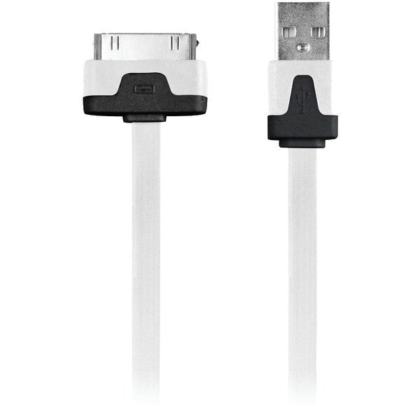 IESSENTIALS IPL-FDC-WT Charge & Sync 30-Pin Flat Cable, 3.3ft (White)