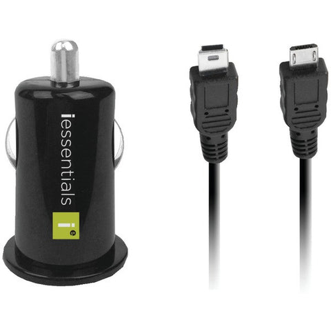 IESSENTIALS IE-PCP-2C USB Car Charger with Micro & Mini Cables
