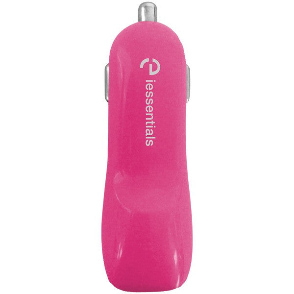 IESSENTIALS IE-PCP2U-PK 2.1-Amp Dual-USB Car Charger (Pink)