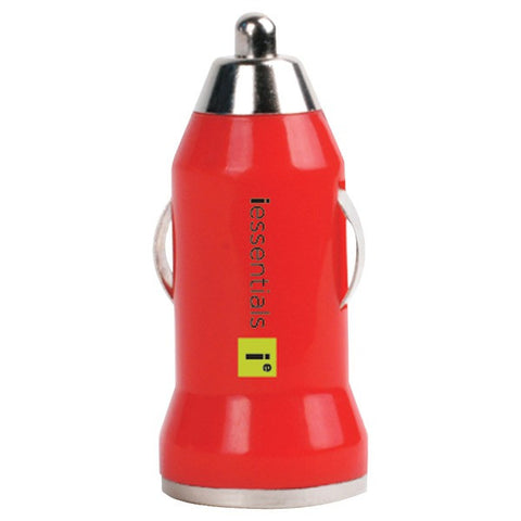 IESSENTIALS IE-PCPUSB-RD iPhone(R)-iPod(R)-Smartphone 1-Amp USB Car Charger (Red)