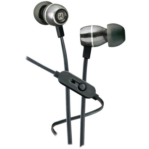 IHOME iB18G Noise-Isolating Metal Earbuds with Microphone (Gunmetal)