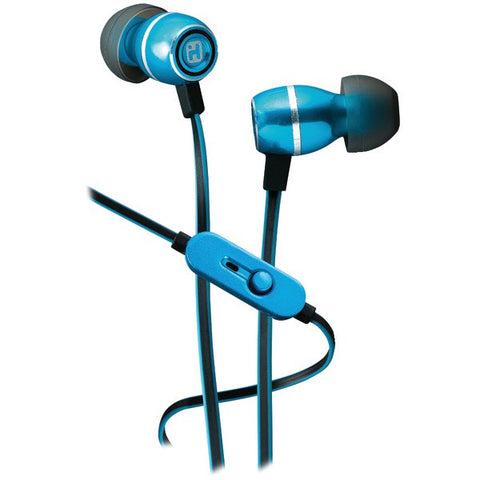 IHOME iB18L Noise-Isolating Metal Earbuds with Microphone (Blue)