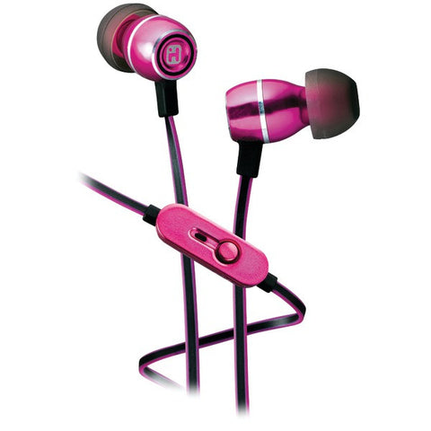 IHOME iB18P Noise-Isolating Metal Earbuds with Microphone (Pink)