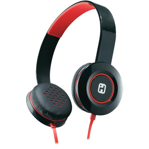 IHOME iB35BRC Stereo Headphones with Flat Cable (Black-Red)