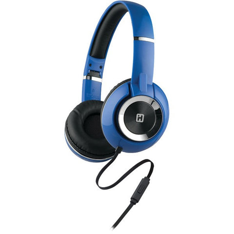 IHOME iB46LBC On-Ear Foldable Headphones with Microphone (Blue-Black)