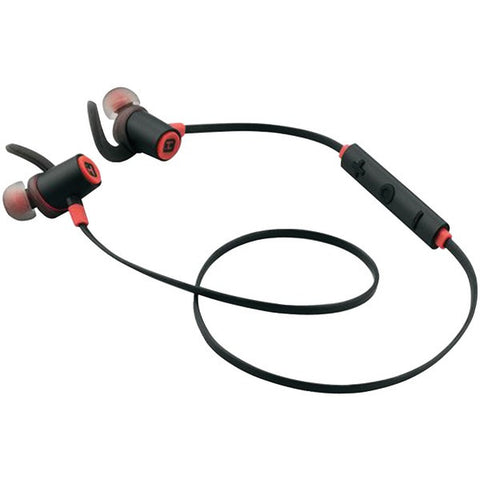 IHOME iB73BRC Water-Resistant Bluetooth(R) Sport Earbuds with Microphone (Black-Red)