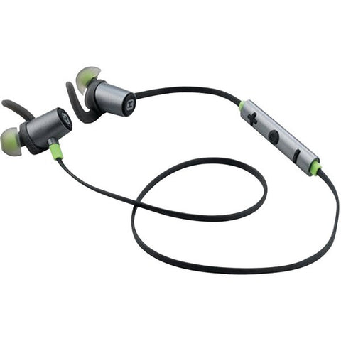 IHOME iB73GQC Water-Resistant Bluetooth(R) Sport Earbuds with Microphone (Gunmetal-Green)