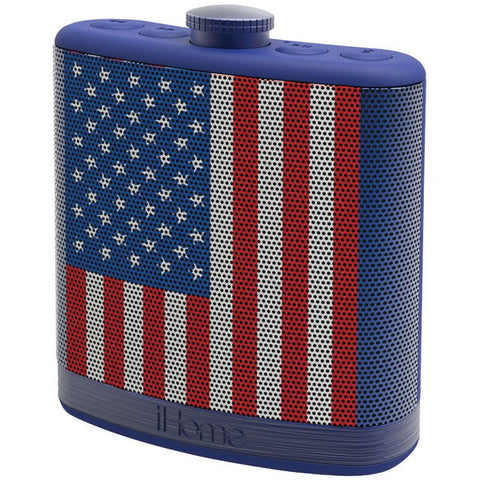 IHOME iBT12AMFLXC Rechargeable Flask-Shaped Bluetooth(R) Stereo Speaker with Custom Sound Case (Flag)