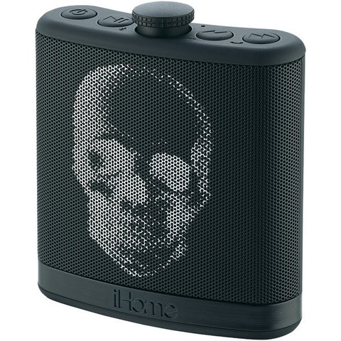IHOME iBT12KBC Rechargeable Flask-Shaped Bluetooth(R) Stereo Speaker with Custom Sound Case (Black Skull)