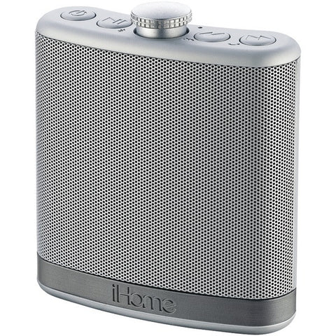 IHOME iBT12SC Rechargeable Flask-Shaped Bluetooth(R) Stereo Speaker with Custom Sound Case (Silver)