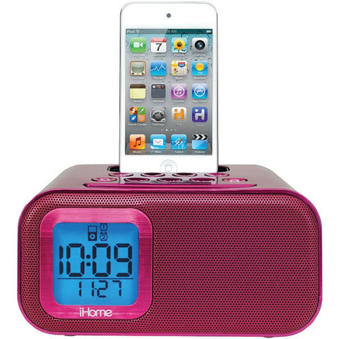 IHOME iH22PX 30-Pin Dual-Alarm Clock Dock (Pink)
