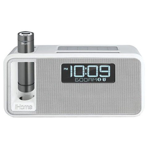IHOME IKN105WC Dual-Charging Bluetooth(R) Stereo Alarm Clock Radio-Speakerphone with NFC & Removable Power (White)