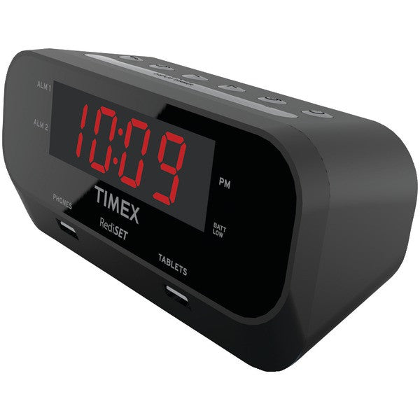 TIMEX T129B RediSet Dual Alarm Clock with Dual USB