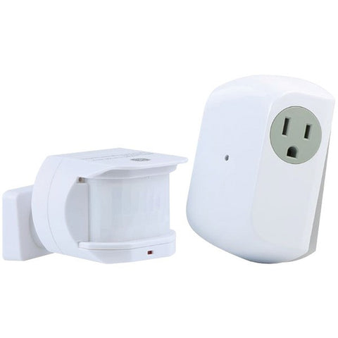 GE 12751 Wireless Motion-Sensing Light Control Transmitter with 1 Indoor Grounded Outlet Receiver