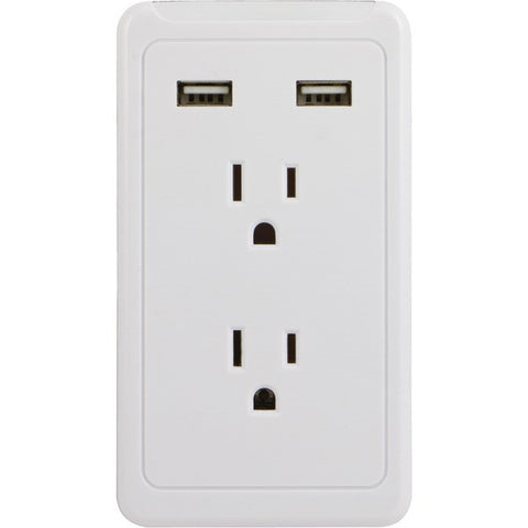 GE 13465 2-Outlet Wall Tap with 2 USB Ports & Eye Indicator(TM) Light