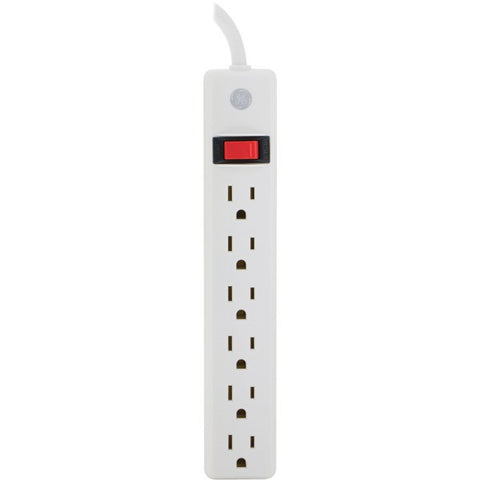 GE 14086 6-Outlet Power Strip (White, 2ft Cord)