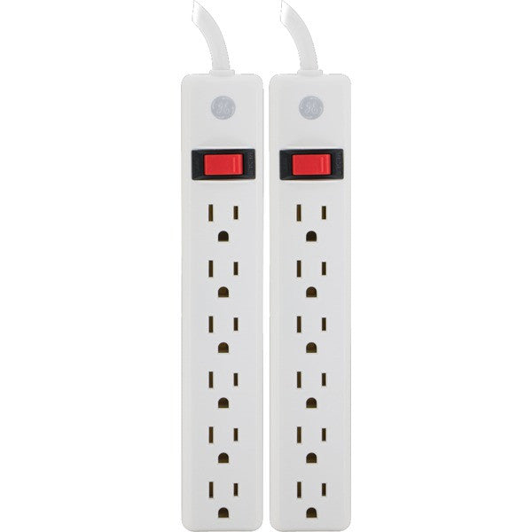 GE 14087 6-Outlet Power Strips, 2 pk