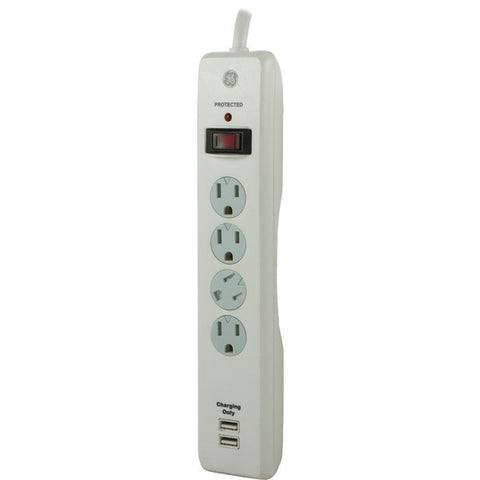 GE 14090 4-Outlet Surge Protector with 2 USB Ports