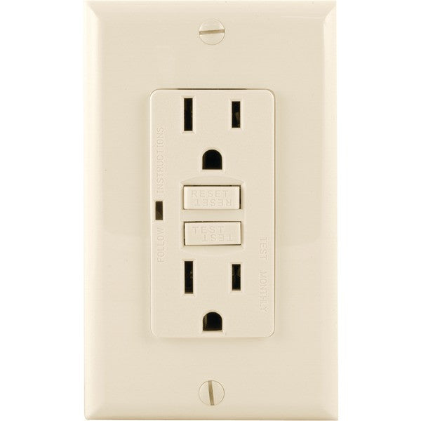 GE 17821 Tamper-Resistant GFCI Receptacle (Light Almond)