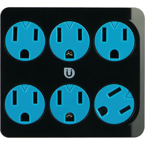 GE 25112 Uber(TM) 6-Outlet Power Tap (Black & Blue)