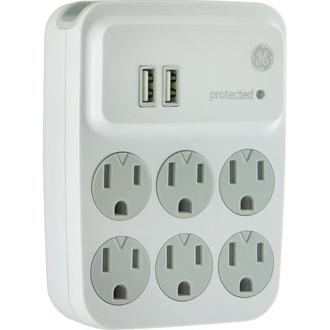 GE 25797 6-Outlet Surge Protector with 2 USB Charging Ports