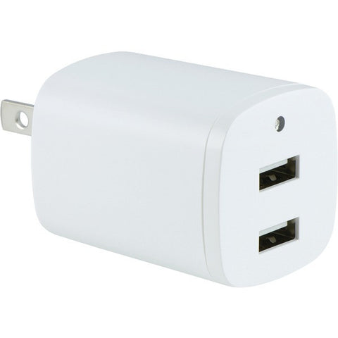 GE 94335 2.1-Amp Dual-Port USB Wall Charger with Folding Prongs (White)