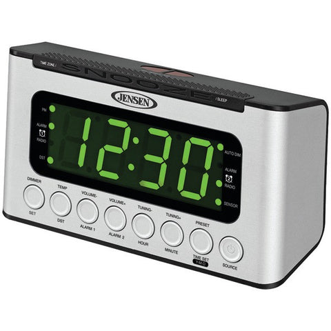 JENSEN JCR-231 Digital AM-FM Dual Alarm Clock Radio with Wave Sensor
